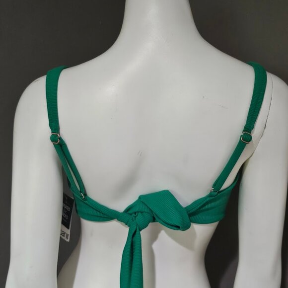 Bar III Micro Rib Sling Bandeau Bikini Swim Top Vivid Green - Picture 4 of 8